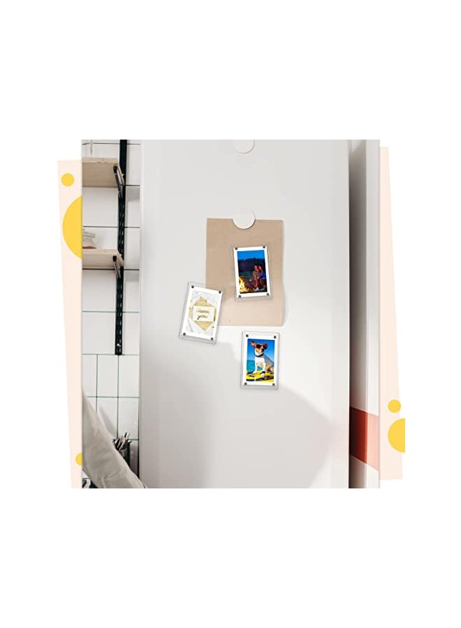 The Bros Magnetic Fridge Frame, 6 Pcs Magnetic Acrylic Picture Frame, Clear Frameless Display Frame for Cards Memos Refrigerator and Office Cabinet Locker (6 * 9 cm) - Image 3
