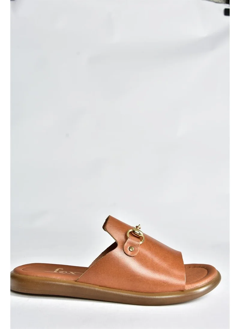 Fox Shoes Brown Genuine Leather Casual Women's Slippers P291009303