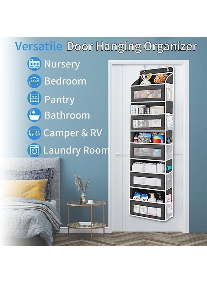 Happy Home Over The Door Organizer Storage,5 Shelf Hanging Door Organizer with 5 Large Capacity Pockets and 2 Hooks 44lbs Load Hanging Bathroom Organizer for Dorm, Bedroom, Bathroom,Nursery(Black) - Image 3