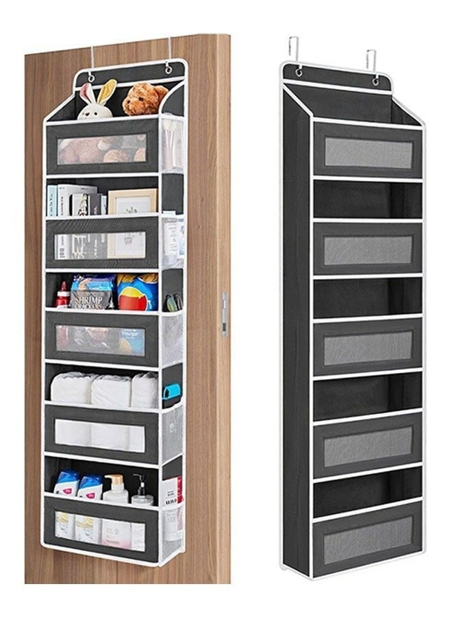 Happy Home Over The Door Organizer Storage,5 Shelf Hanging Door Organizer with 5 Large Capacity Pockets and 2 Hooks 44lbs Load Hanging Bathroom Organizer for Dorm, Bedroom, Bathroom,Nursery(Black) - Image 1