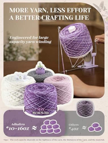 Adhafera Yarn Winder Ball Winder for Crocheting Large Capacity 1016oz Smooth CenterPull Cake Spinner Metal Craft Supplies for Knitting Enthusiast - Image 3