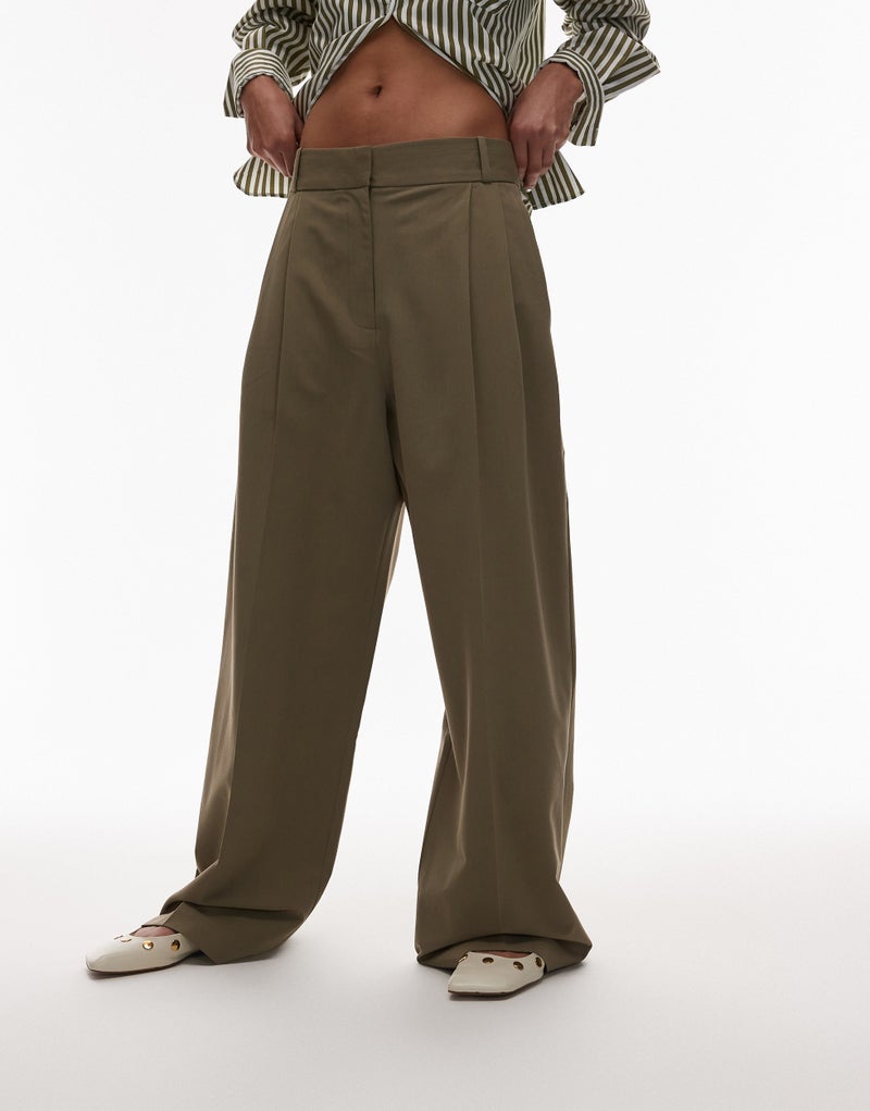 TOPSHOP Double Pleat Straight Pants - Image 4