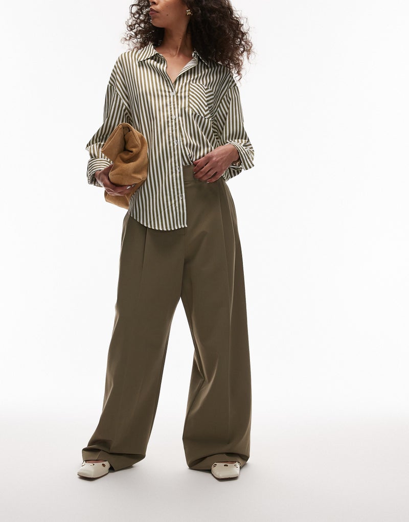 TOPSHOP Double Pleat Straight Pants - Image 1