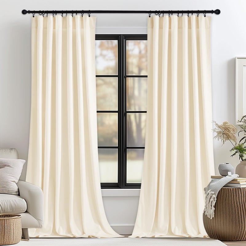 StangH Ivory Velvet Curtains for Window  White Privacy Thermal Drapes Elegant Decor White Backdrop Curtains 96 inches Long for Dining RoomApartmentWedding Ivory W52 x L96 2 Panels
