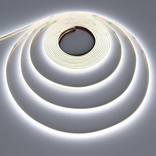 GOMING 12V 5mm Width COB LED Strip Light Cool White 6000K 16.4ft(5M) 2000LEDs CRI 93+ Uniform Glow Flexible Not Waterproof IP20 LED Tape Lights for DIY Bedroom Kitchen Home Decor(No Power Supply) - Image 5