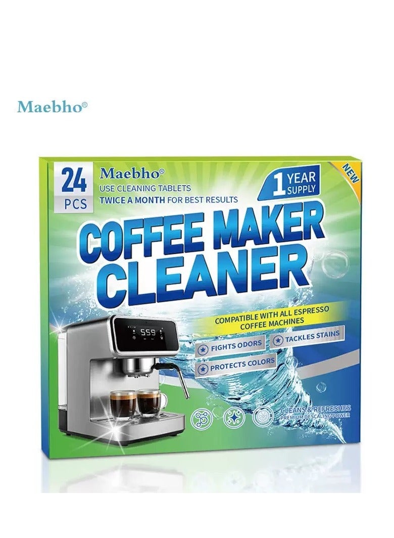 Maebho Machine Cleaning Tablet 24 Count Professional Espresso Machine Cleaner Descaling Tablets for Coffee Machines, Steam Ovens, Ovens, Ranges  - Image 1