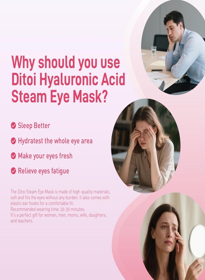 Ditoi Disposable Hyaluronic Acid Eye Masks for Sleep & Relaxation, Heated Steam Eye Masks for Spa & Travel,Relieving Dry Eyes, Dark Circles & Puffiness, Gifts for Women,Rose 10 Packs - Image 5