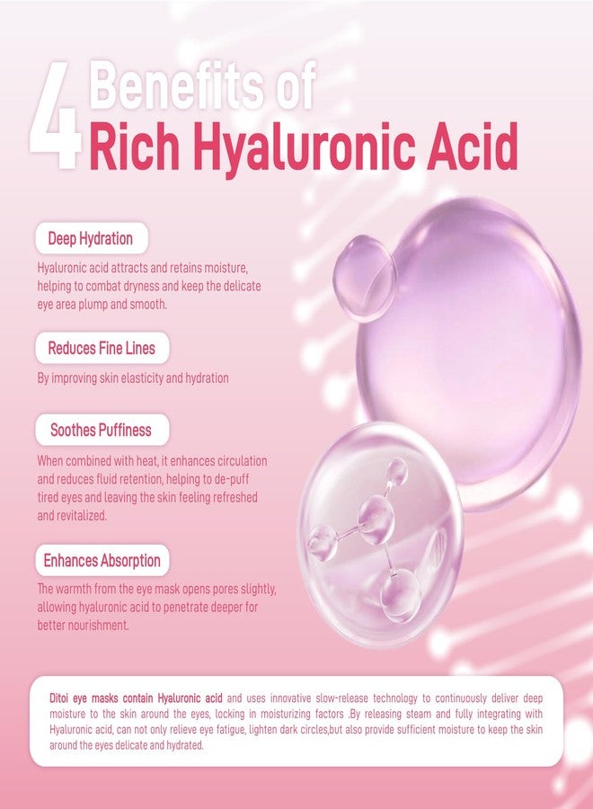 Ditoi Disposable Hyaluronic Acid Eye Masks for Sleep & Relaxation, Heated Steam Eye Masks for Spa & Travel,Relieving Dry Eyes, Dark Circles & Puffiness, Gifts for Women,Rose 10 Packs - Image 2
