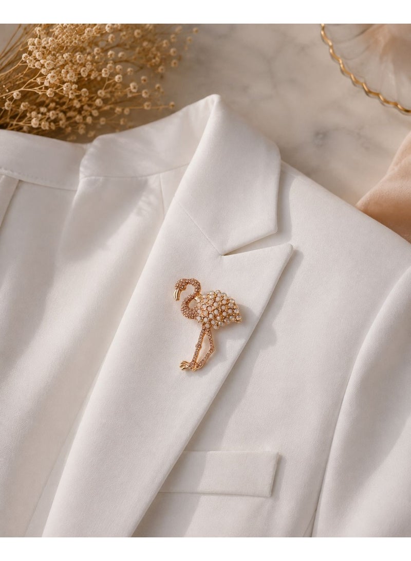 Stainless Steel Flamingo Brooch Pin for Women, Elegant Pink and Clear Crystal Bird Brooch, Sparkling Fashion Lapel Pin for Clothes, Scarves and Bags, Jewelry Gift - Image 3