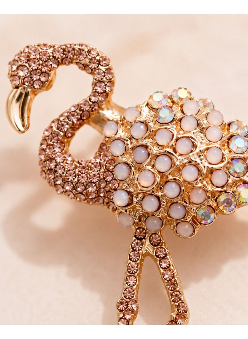Stainless Steel Flamingo Brooch Pin for Women, Elegant Pink and Clear Crystal Bird Brooch, Sparkling Fashion Lapel Pin for Clothes, Scarves and Bags, Jewelry Gift - Image 5