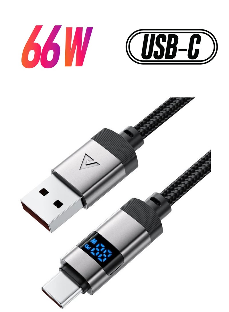 أسيفاست ACEFAST C15-04 كابل بيانات شحن USB-A إلى USB-C بقدرة 66 وات مع شاشة عرض - Image 1
