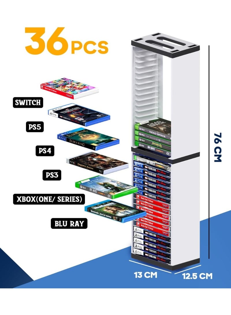دوبي برج تخزين أقراص الألعاب ذو 36 طبقة - حامل أقراص ألعاب PS5، منظم تخزين ألعاب الفيديو متوافق مع ألعاب PS5 وPS4 وXbox وNintendo - Image 2