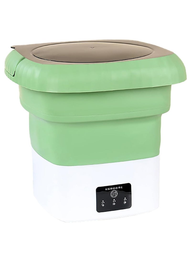 DIGI CORE Folding Washing Machine Mini Automatic Clothes Washing Machine Portable Lightweight Automatic Washing Machine With Detachable Drain Basket 6 Liter Portable Washer Spin Dryer With 3 Adjustable Modes Green  - Image 1