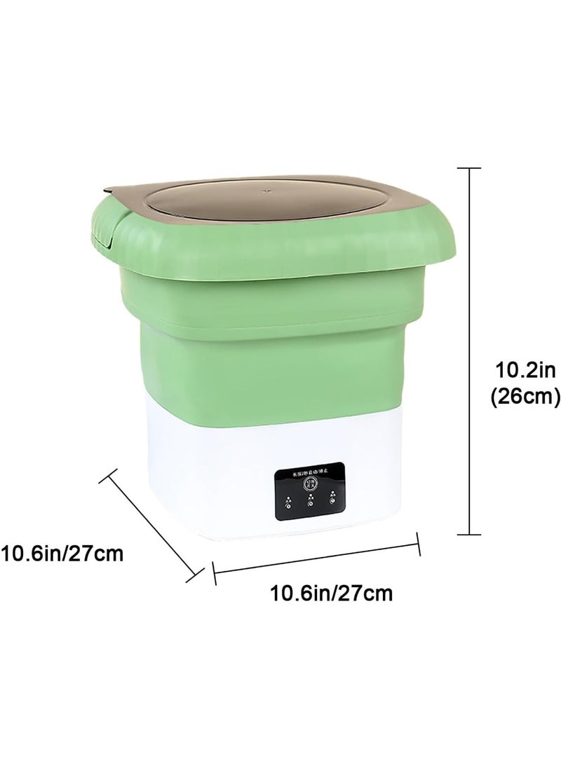 DIGI CORE Folding Washing Machine Mini Automatic Clothes Washing Machine Portable Lightweight Automatic Washing Machine With Detachable Drain Basket 6 Liter Portable Washer Spin Dryer With 3 Adjustable Modes Green  - Image 2
