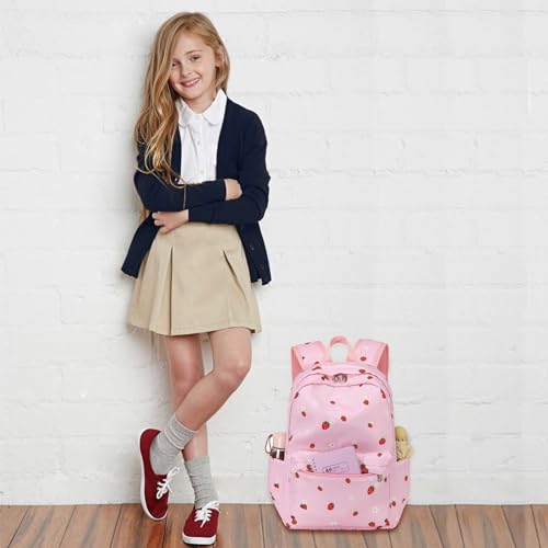 LEDAOU Kids School Backpack with Lunch Box for Girls Kindergarten BookBag School Bag Preschool Toddler Backpack (Pink Strawberry) - Image 3