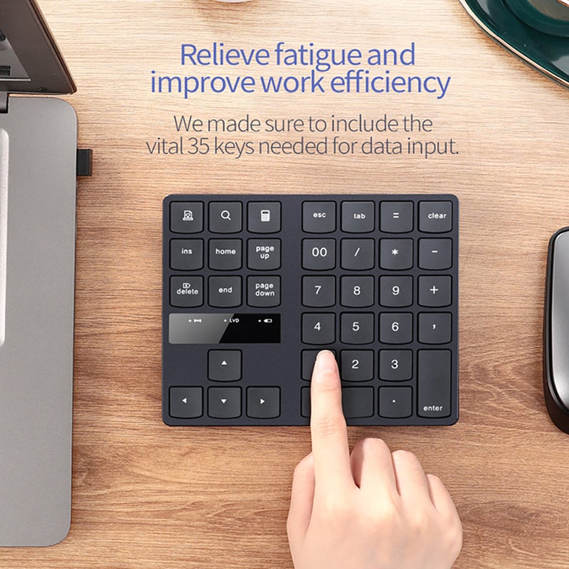 2.4G Wireless Digital Keyboard 35 Keys USB Numeric Keypad USB Charging Keyboard for Laptop PC Desktop Black - Image 2