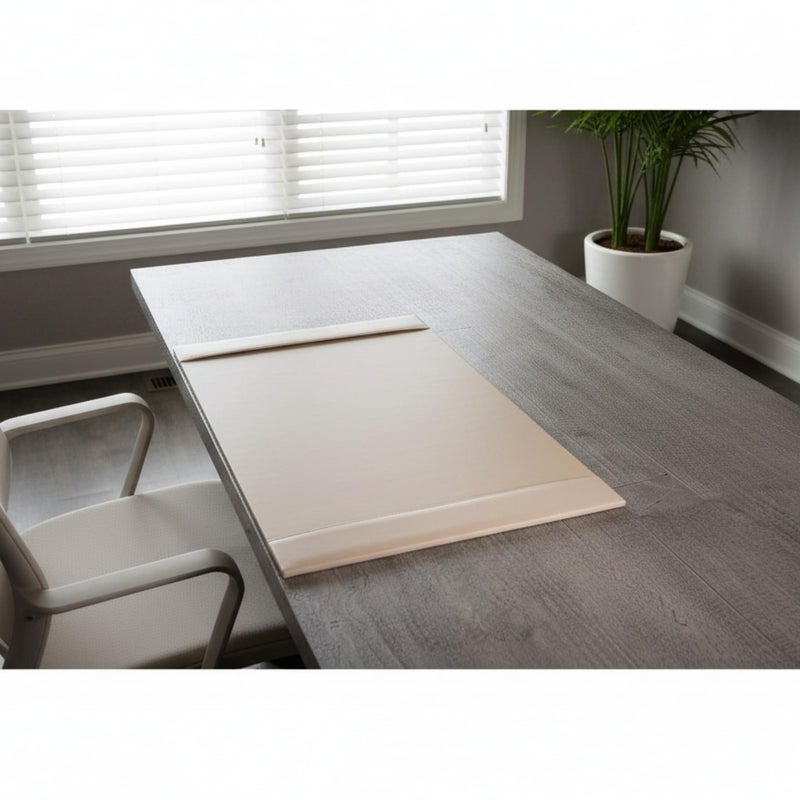 Dacasso White Latte Bonded Leather 30" x 18" Side-Rail Desk Pad - Image 2