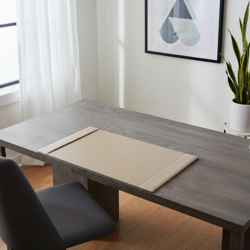 Dacasso White Latte Bonded Leather 30" x 18" Side-Rail Desk Pad - Image 3