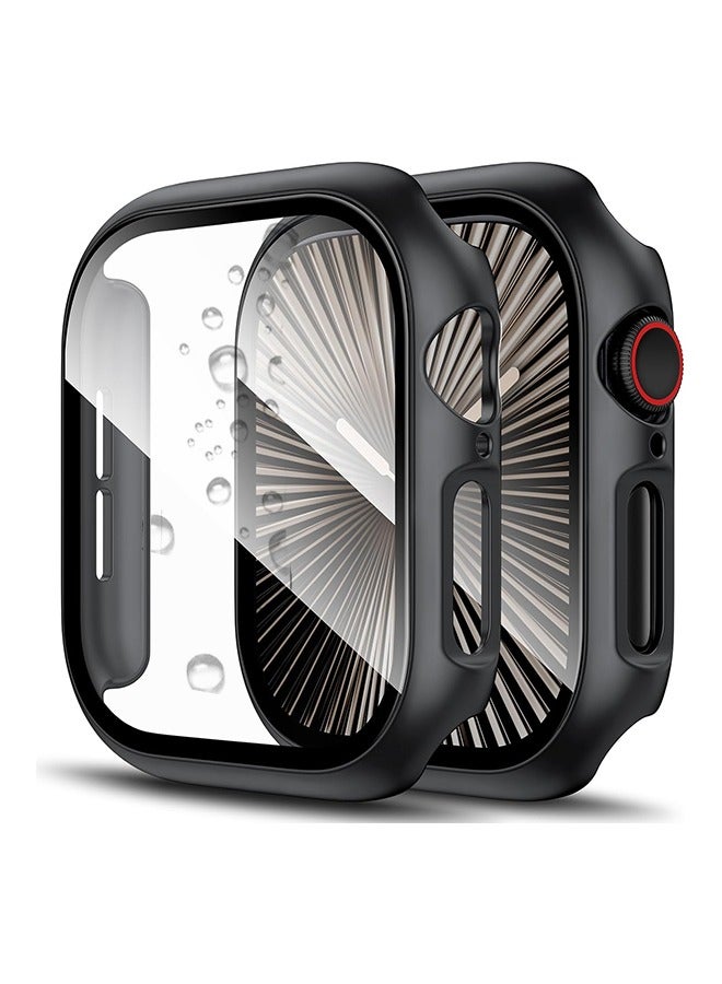 X-level Apple Watch Series 10 46 mm Protective Case Cover with Screen Protector, Hard PC Ultra Thin Tempered Glass Waterproof Cover Accessories Black  - Image 1