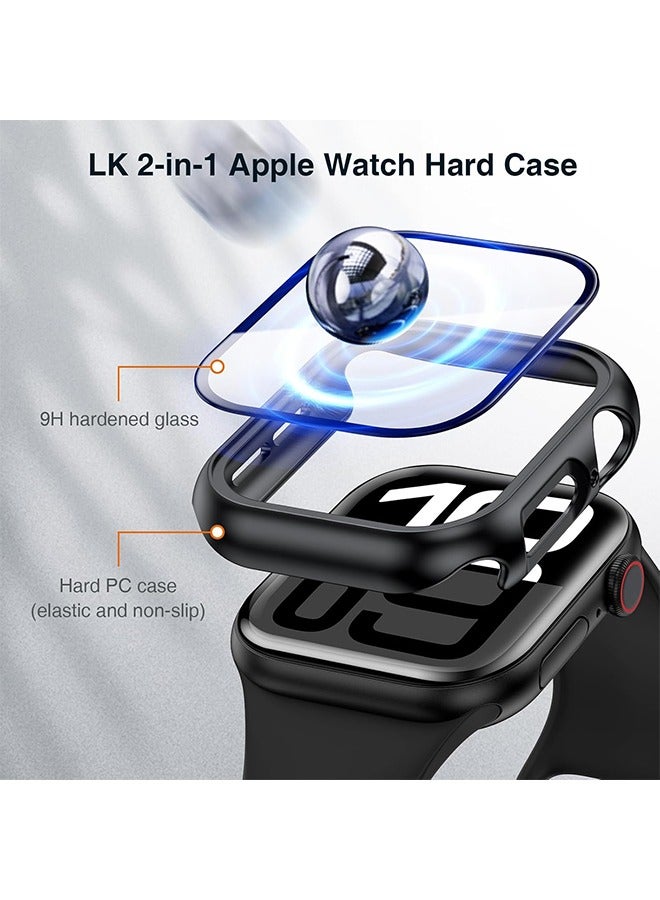 X-level Apple Watch Series 10 46 mm Protective Case Cover with Screen Protector, Hard PC Ultra Thin Tempered Glass Waterproof Cover Accessories Black  - Image 3