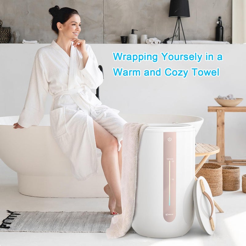 Keenray Towel Warmer for Bathroom, Towel Warmer Bucket with Heating Progress Bar, Fragrance Disc Holder, Leather Handle, Auto Shut-Off Towel Bucket Fits Up to Two 40" x 70" Towels, Bathrobe, Blankets - Image 5