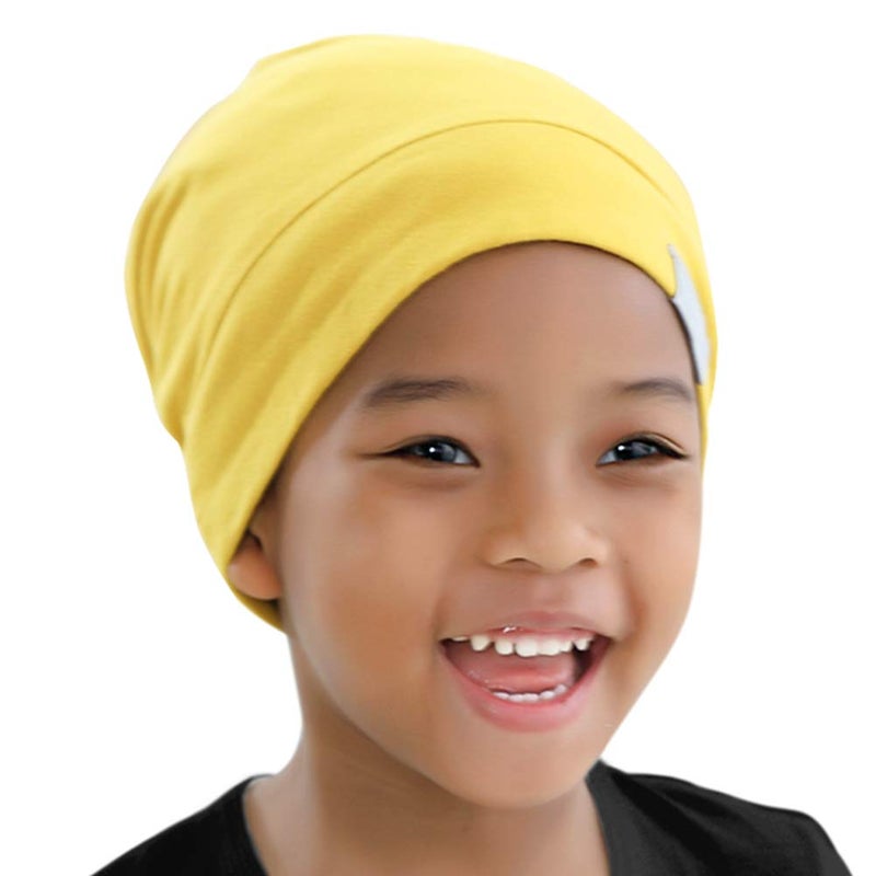 ELIHAIR ELIHAIR Kids Beanie Sleep Hats Bonnet for Night Sleeping Cap Silky Lined Satin Bonnet with Adjustable Elastic Band for Teens Toddler Child Natural Curly Frizzy Hair CoverSunny Yellow
