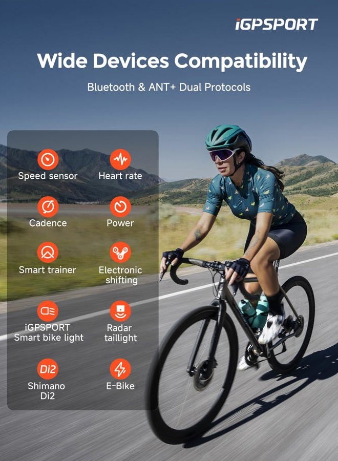 Igpsport جهاز كمبيوتر دراجة iGPSPORT BSC300T بشاشة تعمل باللمس مع حزمة، جهاز كمبيوتر دراجة مع نظام الملاحة MAP ومستشعر سرعة وكادنس مع حافظة تثبيت أمامية - Image 4