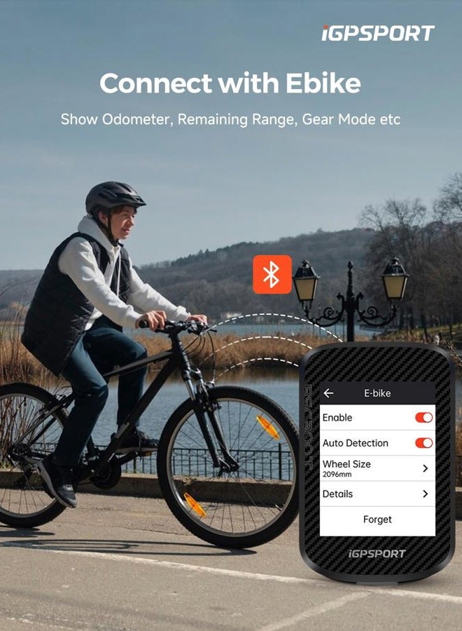 Igpsport جهاز كمبيوتر دراجة iGPSPORT BSC300T بشاشة تعمل باللمس مع حزمة، جهاز كمبيوتر دراجة مع نظام الملاحة MAP ومستشعر سرعة وكادنس مع حافظة تثبيت أمامية - Image 3