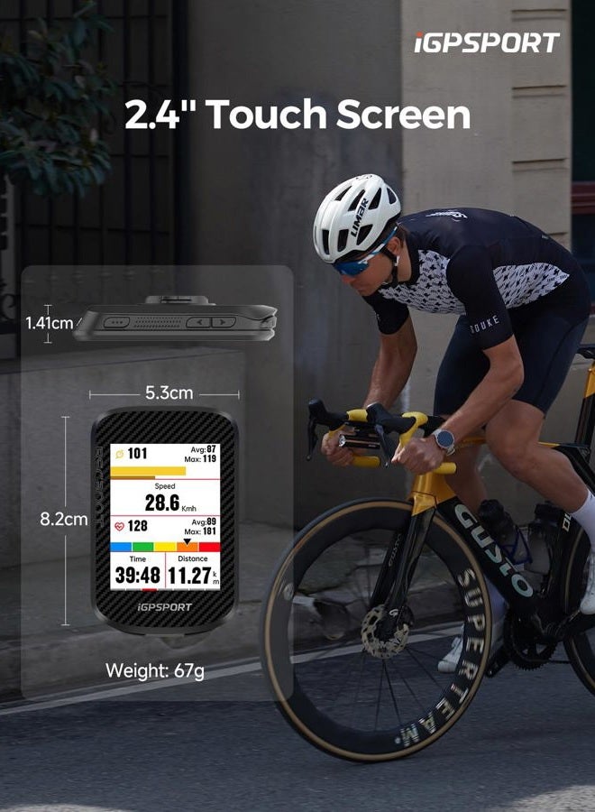 Igpsport جهاز كمبيوتر دراجة iGPSPORT BSC300T بشاشة تعمل باللمس مع حزمة، جهاز كمبيوتر دراجة مع نظام الملاحة MAP ومستشعر سرعة وكادنس مع حافظة تثبيت أمامية - Image 2