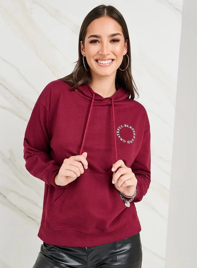 Styli Regular Fit Regular Length Slogan Hoodie