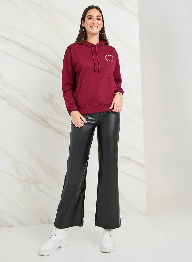 Styli Regular Fit Regular Length Slogan Hoodie