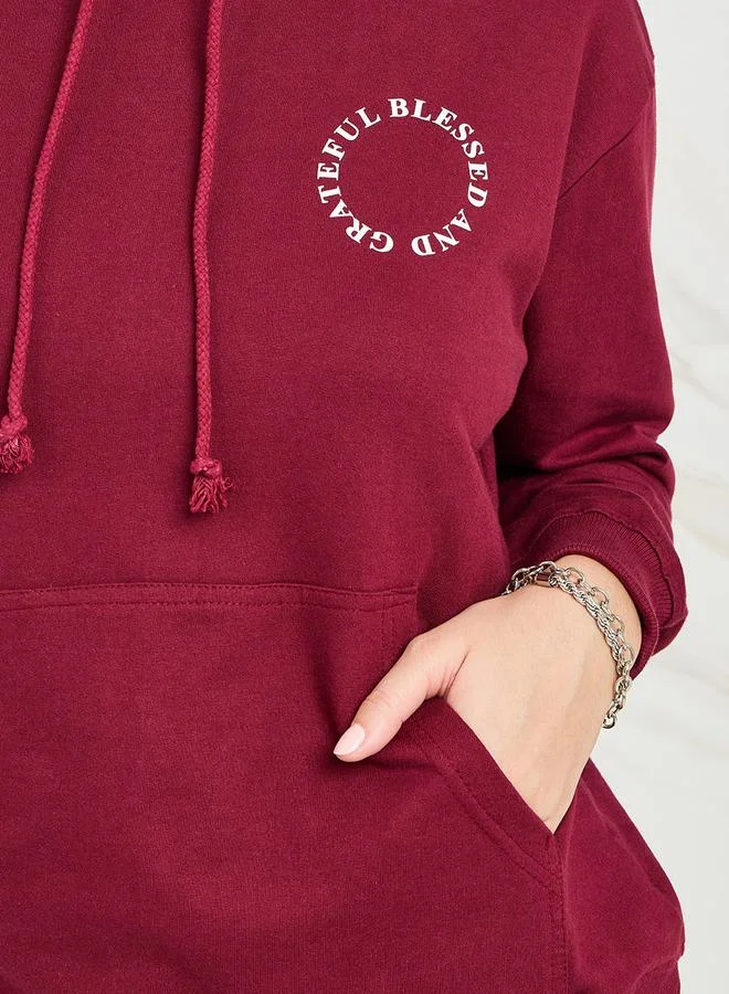 Styli Regular Fit Regular Length Slogan Hoodie