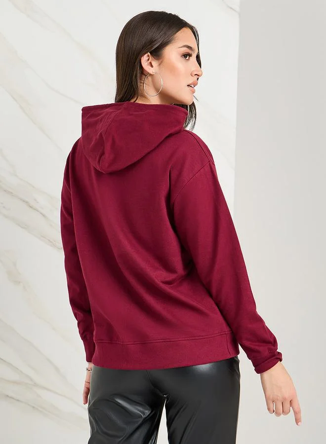 Styli Regular Fit Regular Length Slogan Hoodie