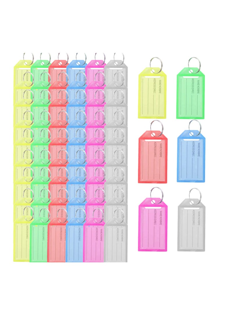 60 Pack Assorted Color Tough Plastic Key Tags, Versatile Label Tags for Luggage, Keys, Name ID with Split Ring & Label Window - Image 1