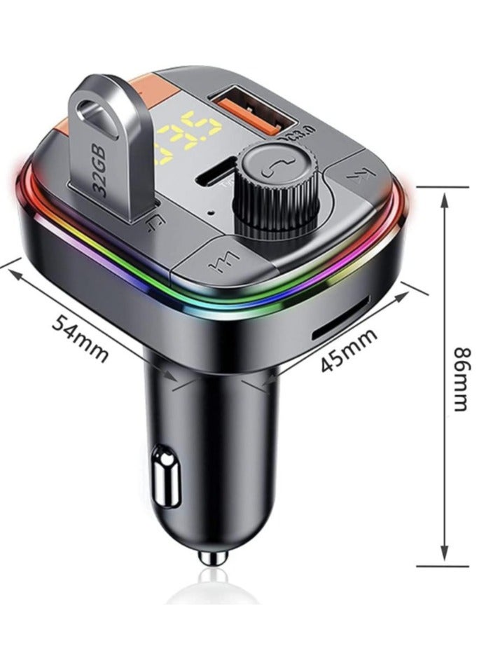 Denx Car charger and Bluetooth player with 3 PD USB ports, compatible with most smartphones, black - Image 4