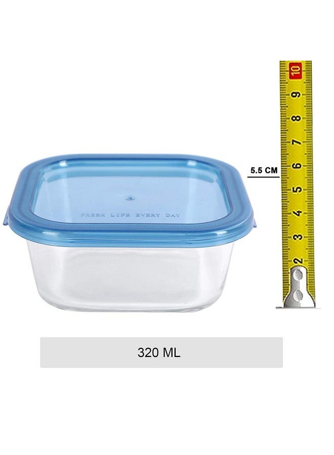SIMPARTE 320ml Square Store Borosilicate Bakeware Safe Storage Glass Container (Set of 3), transparent (320ML-PP Lid-jar-set 3) - Image 4