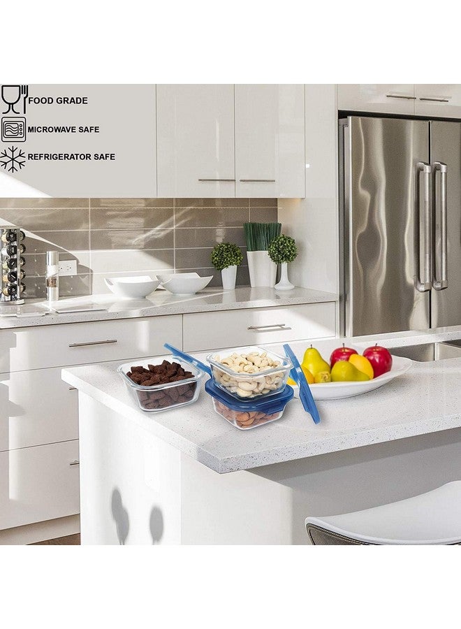 SIMPARTE 320ml Square Store Borosilicate Bakeware Safe Storage Glass Container (Set of 3), transparent (320ML-PP Lid-jar-set 3) - Image 5