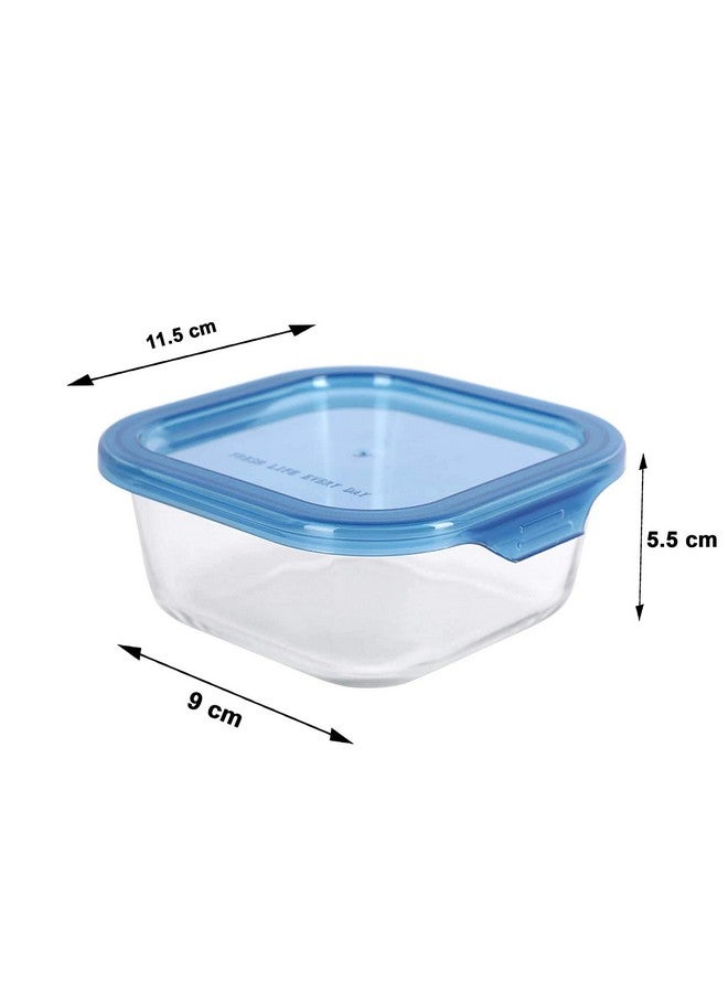 SIMPARTE 320ml Square Store Borosilicate Bakeware Safe Storage Glass Container (Set of 3), transparent (320ML-PP Lid-jar-set 3) - Image 2