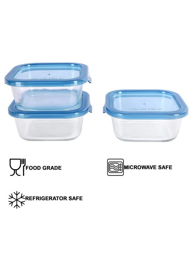 SIMPARTE 320ml Square Store Borosilicate Bakeware Safe Storage Glass Container (Set of 3), transparent (320ML-PP Lid-jar-set 3) - Image 3