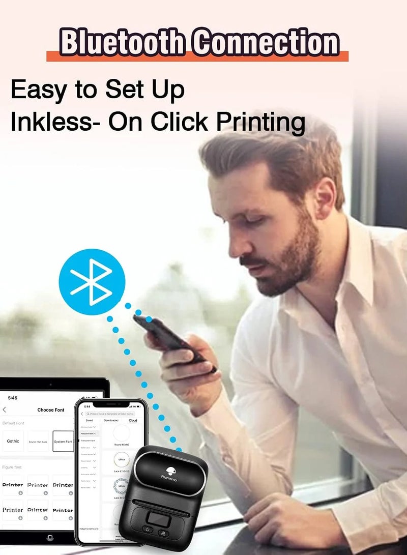 Phomemo M110 Label Maker Thermal Printer with 3 Roll Paper Black - Image 4