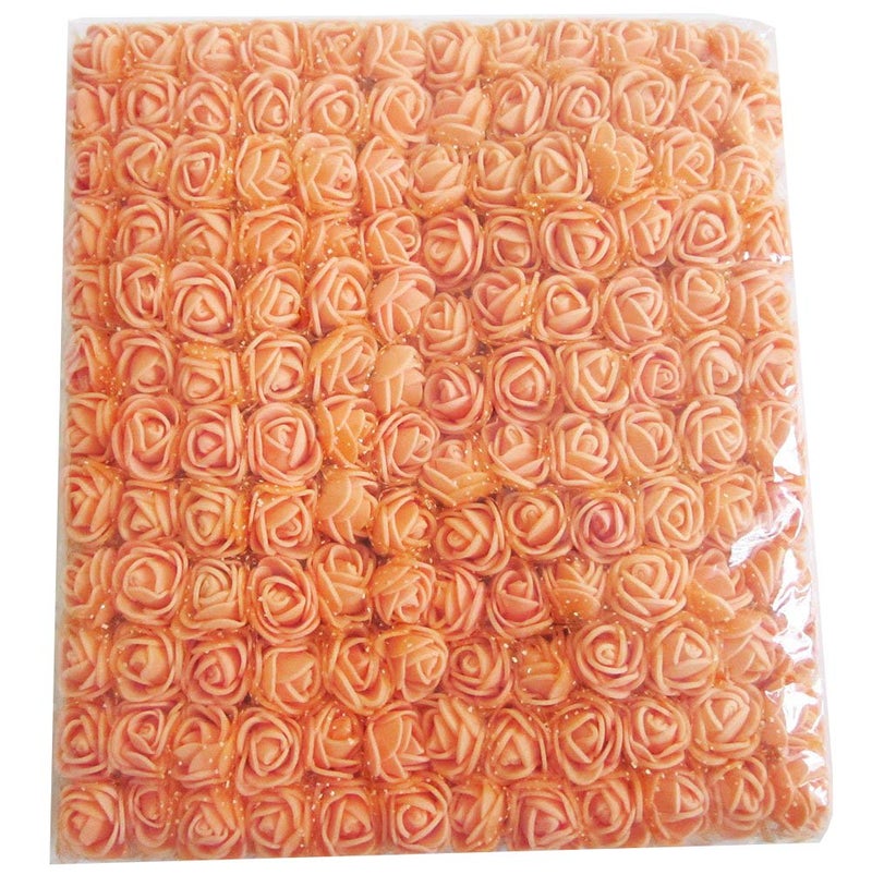 Artfen Mini Fake Rose Flower Heads 144pcs Mini Artificial Roses DIY Wedding Flowers Accessories Make Bridal Hair Clips Headbands Dress (Bottom add Gauze) Orange - Image 1
