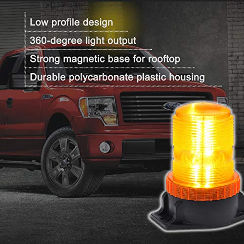 WOWTOU Magnetic Amber Led Strobe Lights for Forklift Golf Carts UTV Cars Trucks Tractor, 12V 24V Safety Warning Roof Top Flasher Emergency Flashing Beacon - Image 5
