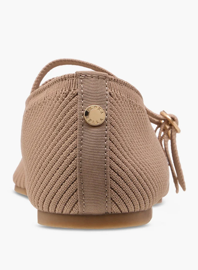 Flora Bella By Shoexpress Women's Textured Ballerina Shoes with Buckle Closure