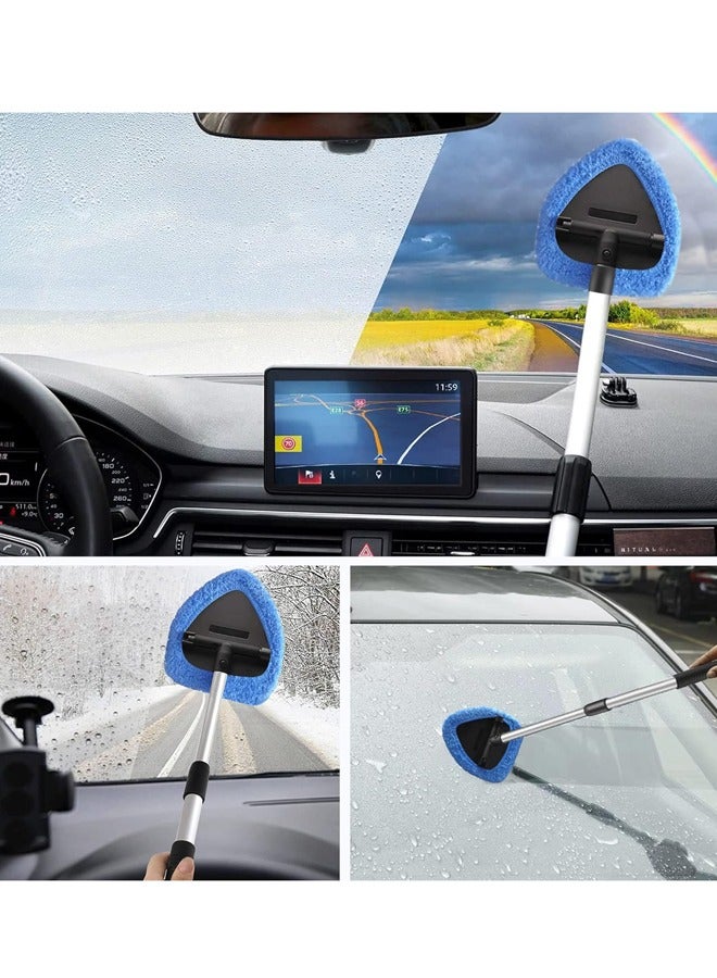 Car Windshield Cleaning Kit Inner Window Demister Air Conditioning Vent 22.8 Retractable Handle Swivel 2 Washable Microfiber Cloth Spray Bottle - Image 2
