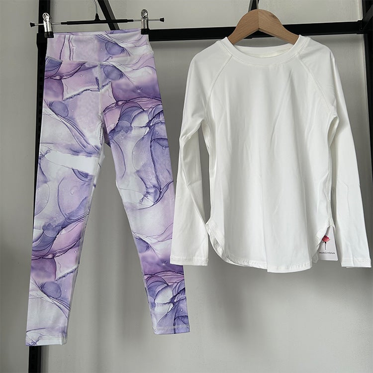 New Comfortable Outer Wear Long-Sleeved Printed Trousers Tight Quick-Drying Breathable Children'S Physical Education Sports Yoga Suit - Image 1