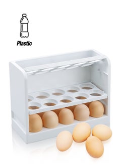 Excefore Egg Holder for Refrigerator Egg Storage Box for Fridge Egg Tray Container Plastic Egg Carton Reusable Egg Organizer for Refrigerator Door 30 Count Space Saver  - Image 1