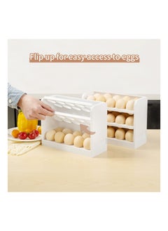 Excefore Egg Holder for Refrigerator Egg Storage Box for Fridge Egg Tray Container Plastic Egg Carton Reusable Egg Organizer for Refrigerator Door 30 Count Space Saver  - Image 4