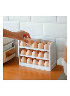 Excefore Egg Holder for Refrigerator Egg Storage Box for Fridge Egg Tray Container Plastic Egg Carton Reusable Egg Organizer for Refrigerator Door 30 Count Space Saver  - Image 3