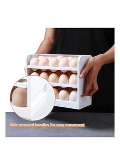 Excefore Egg Holder for Refrigerator Egg Storage Box for Fridge Egg Tray Container Plastic Egg Carton Reusable Egg Organizer for Refrigerator Door 30 Count Space Saver  - Image 5