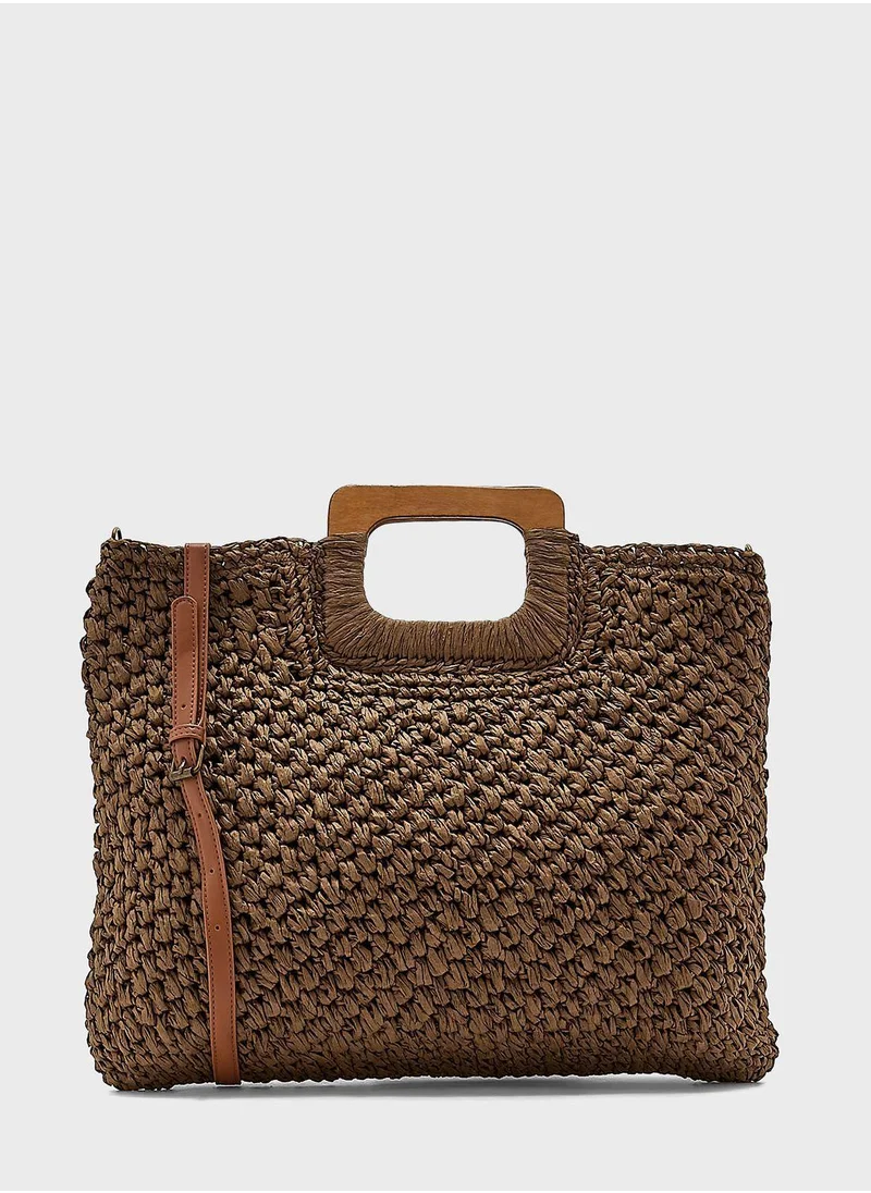 Ayra Wooden Handle Tote Bag